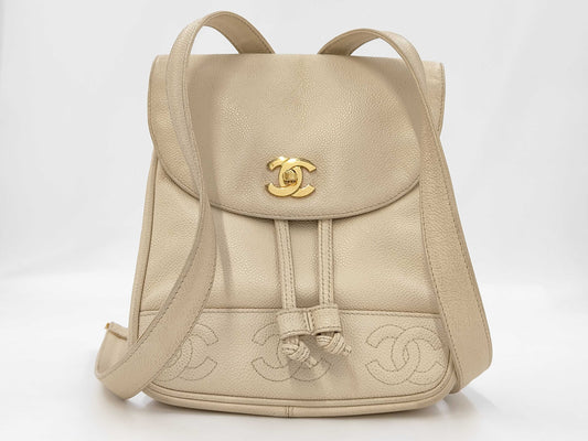 CHANEL Caviar Skin Triple Coco Mark Rucksack