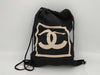 CHANEL Knapsack Sportline Big Coco Mark Cotton Black Beige Rucksack Series 8 Rucksack