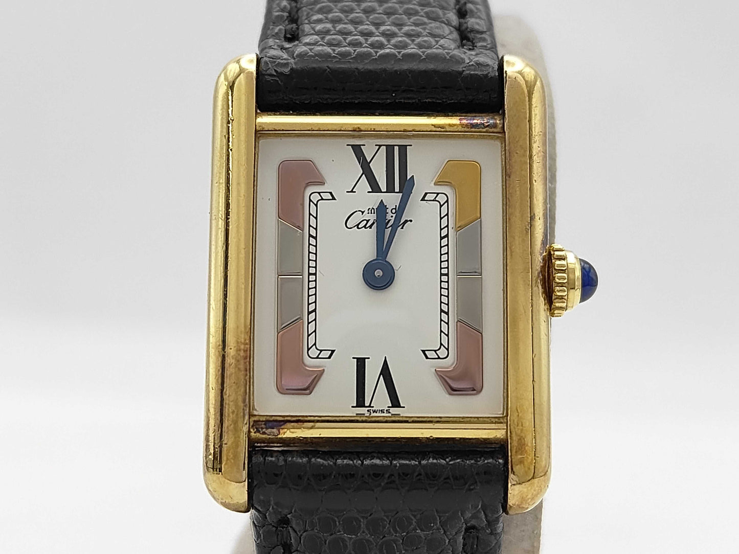 Cartier Vermeil Mast Tank 164871 5057001 Quartz Trinity Dial Women's Watch