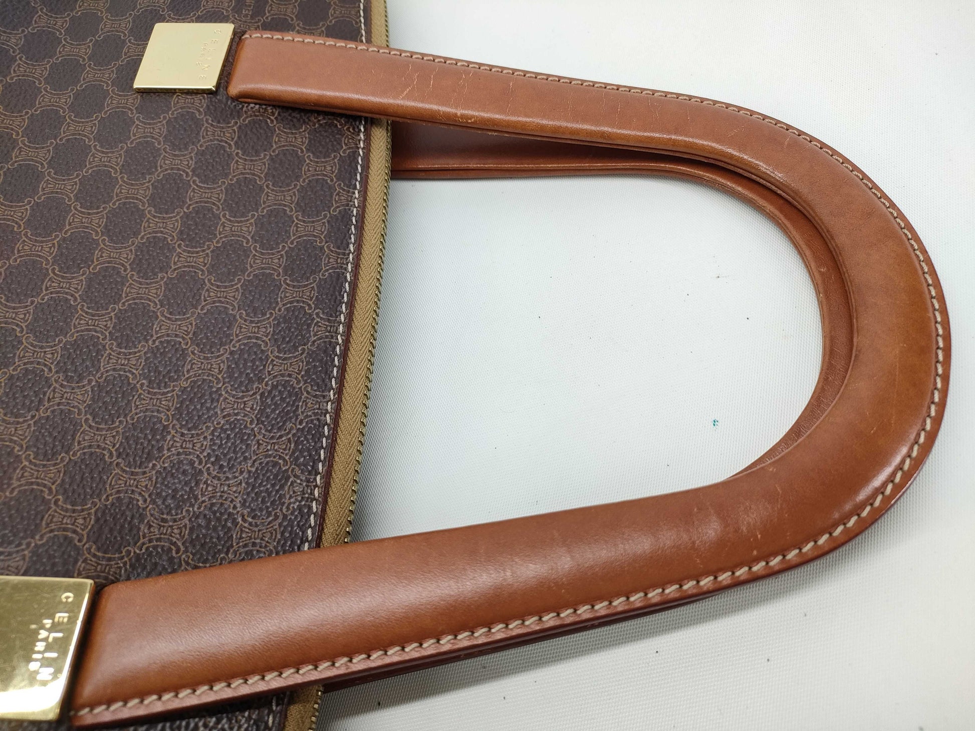 CELINE PVC Leather Macadam Handbag Handbag