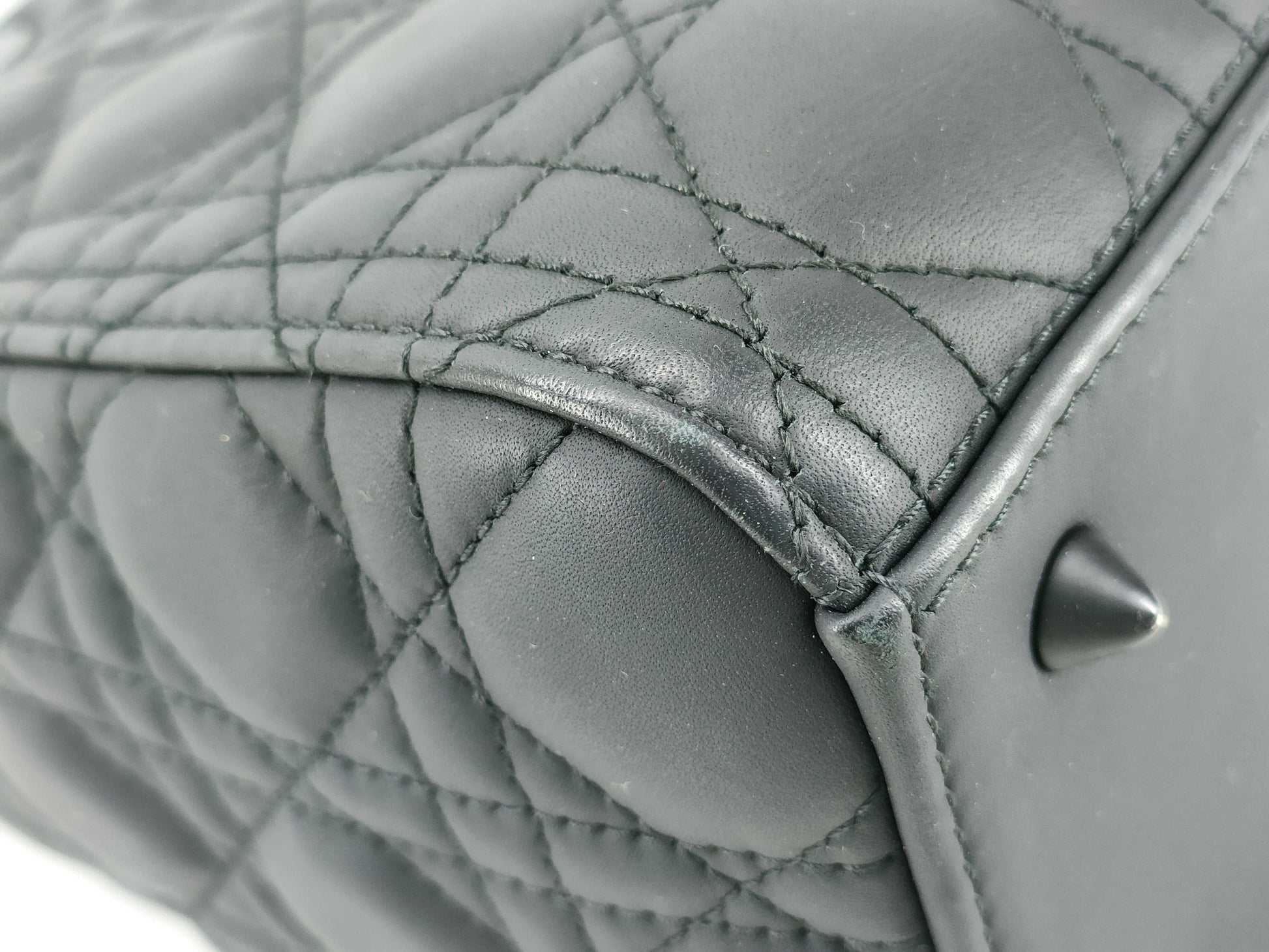 Dior Lady Dior Lady Dior Matte Black Mini 2-Way Handbag Lambskin Cannage Accessories: Shoulder Strap Handbag