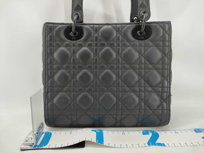 Dior Lady Dior Lady Dior Matte Black Mini 2-Way Handbag Lambskin Cannage Accessories: Shoulder Strap Handbag