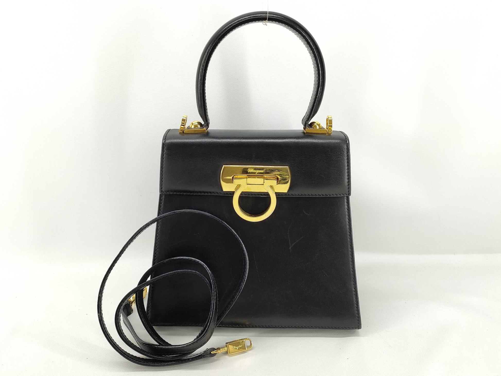 Salvatore Ferragamo Gancini Leather 2-Way Handbag Accessories: Strap Handbag