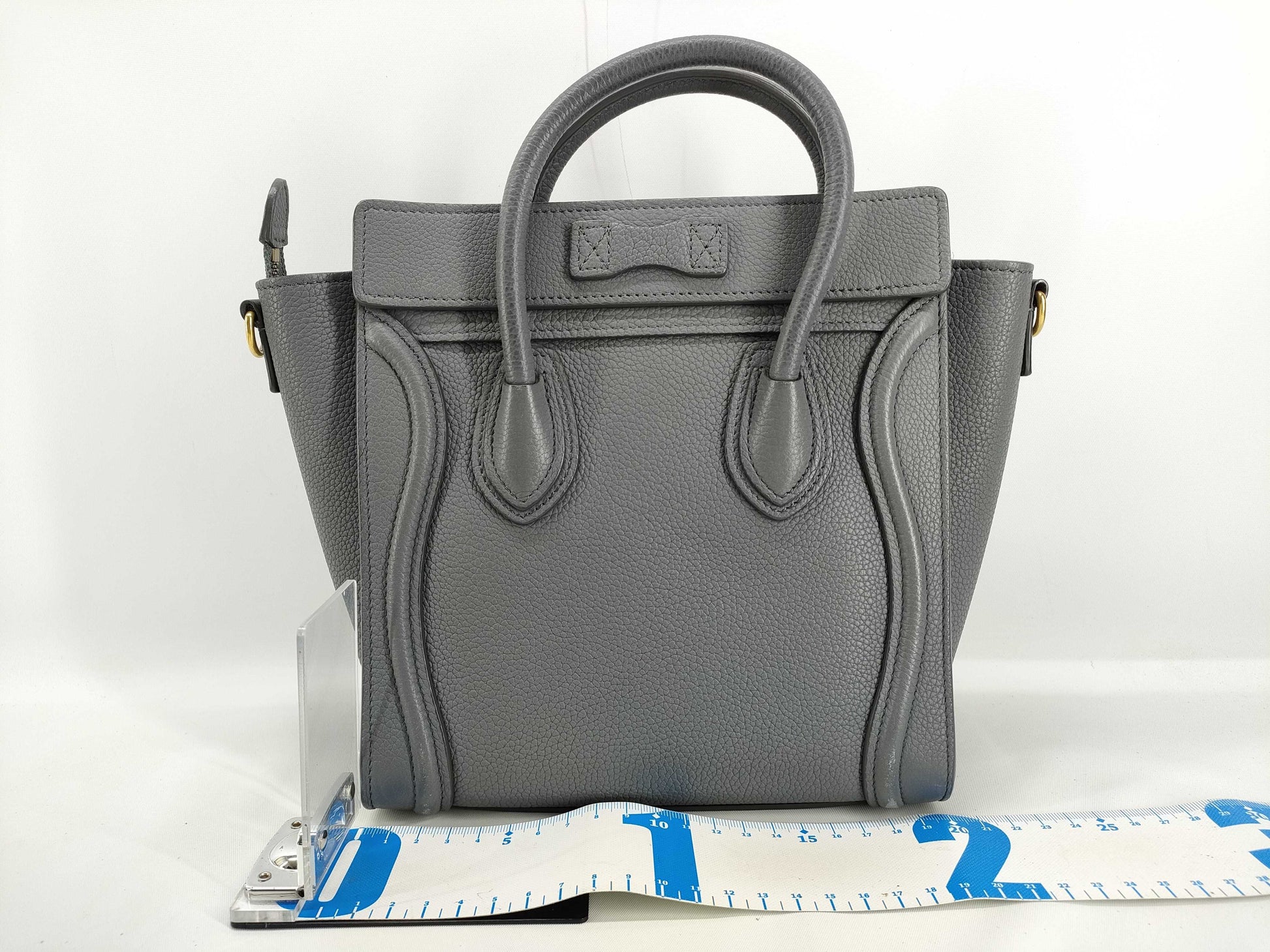 CELINE Luggage Nano Shopper Grey Accessories: Shoulder Strap Storage Bag Handbag