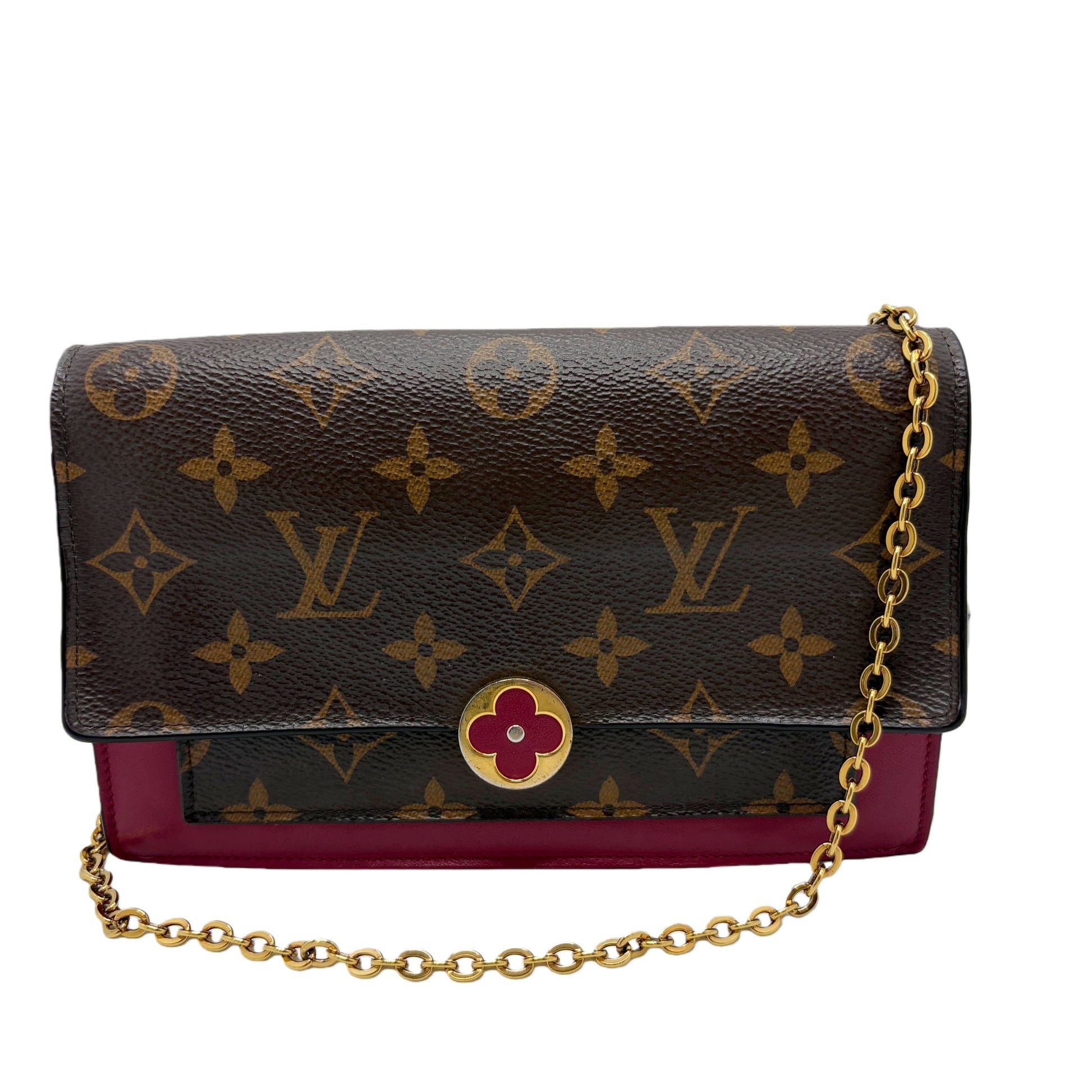 LOUIS VUITTON Louis Vuitton Monogram Portefeuille Flor Chain Wallet Shoulder Bag