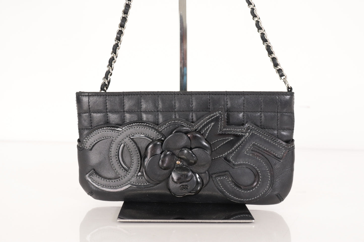 CHANEL Camellia Chocolate Bar Lamb Mini Chain Shoulder SV Hardware 10th Series Shoulder Bag