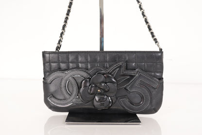 CHANEL Camellia Chocolate Bar Lamb Mini Chain Shoulder SV Hardware 10th Series Shoulder Bag