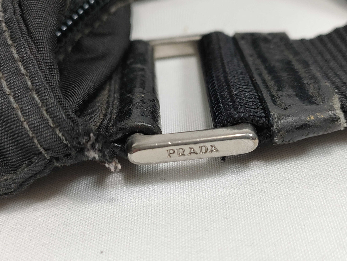 PRADA Nylon Nylon Black Triangle Logo Plate No Gusset White Tag Zipper: LAMPO Shoulder Bag