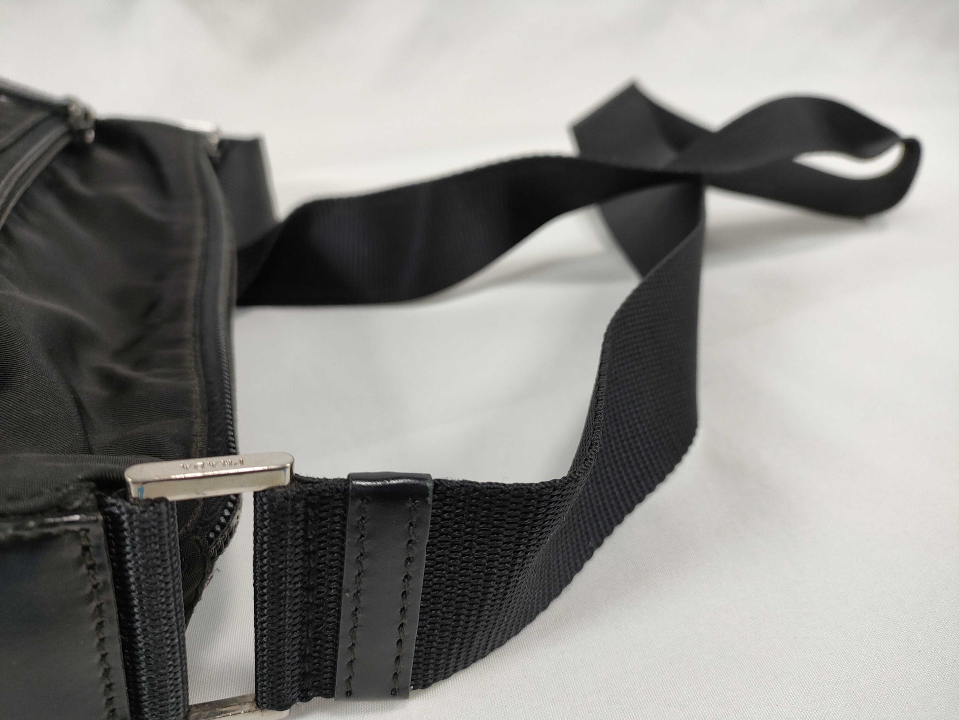 PRADA Nylon Nylon Black Triangle Logo Plate White Tag Zipper: LAMPO Shoulder Bag