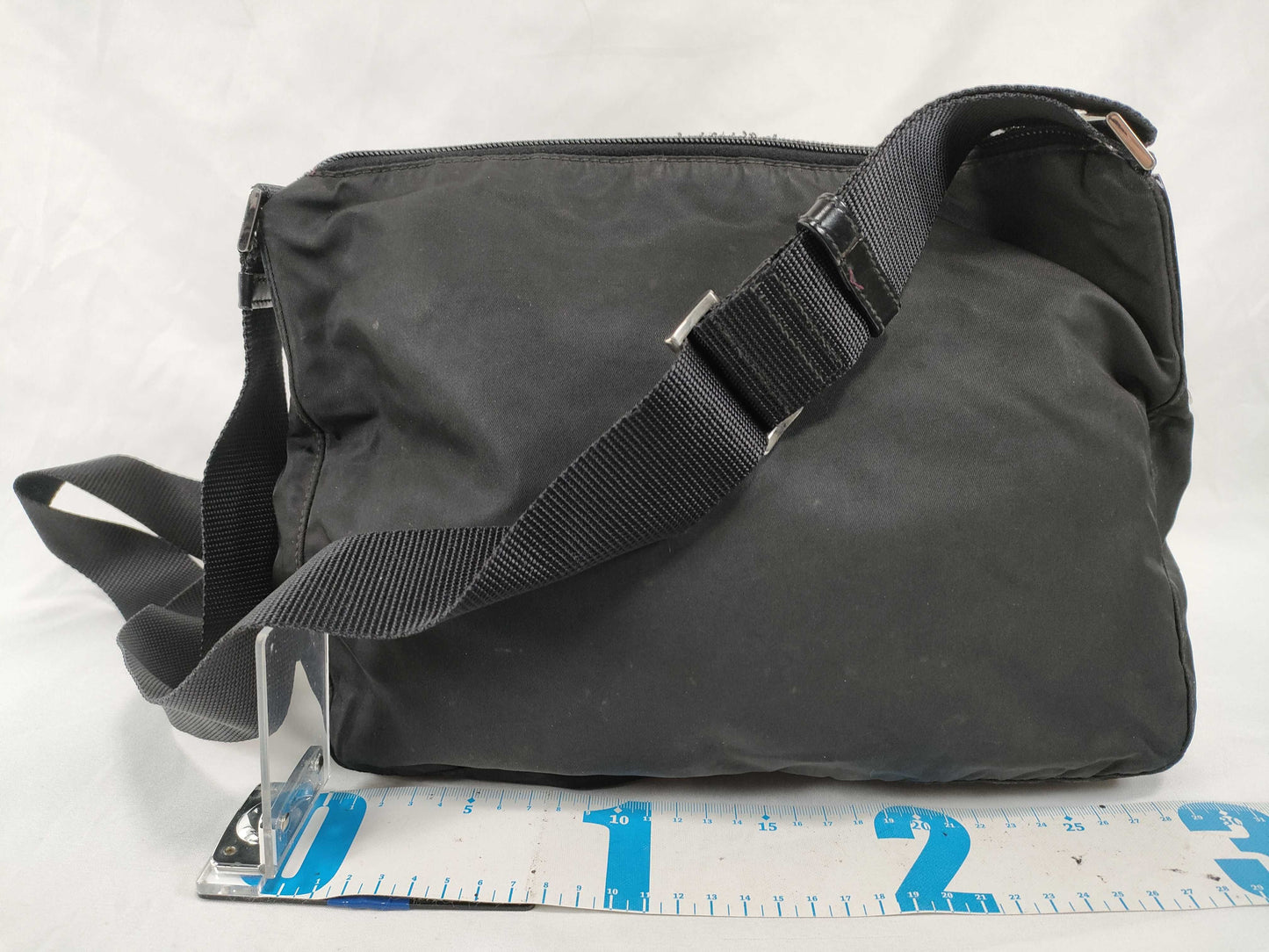 PRADA Nylon Nylon Black Triangle Logo Plate White Tag Zipper: LAMPO Shoulder Bag