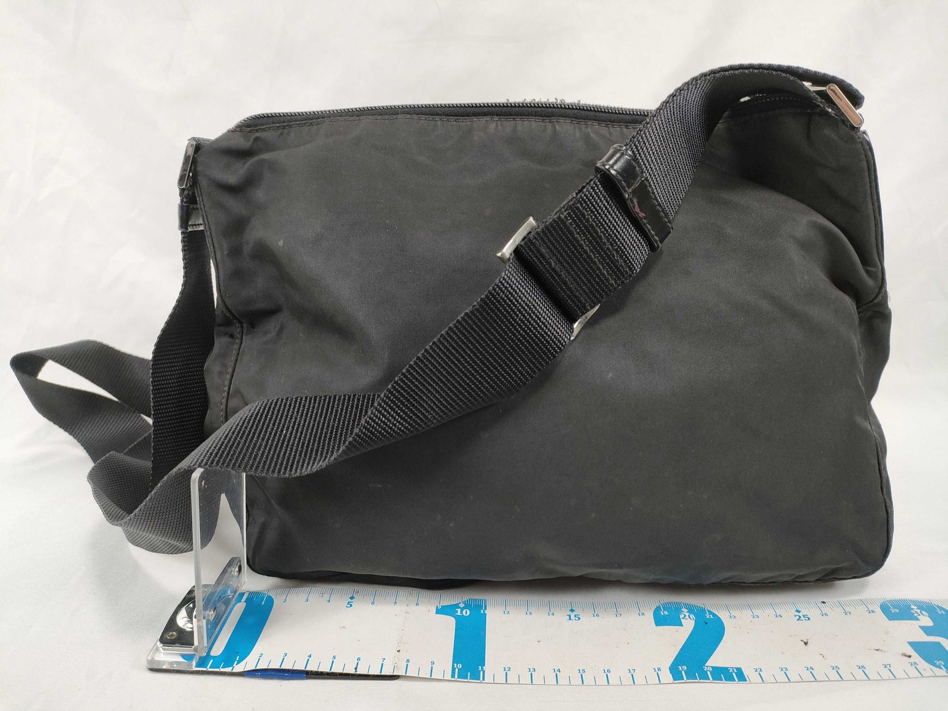 PRADA Nylon Nylon Black Triangle Logo Plate White Tag Zipper: LAMPO Shoulder Bag