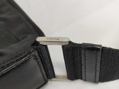 PRADA Nylon Nylon Black Triangle Logo Plate White Tag Zipper: LAMPO Shoulder Bag