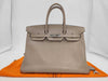 HERMES Birkin 35 Tourtiere Gray Handbag with E Stamp and Silver Hardware