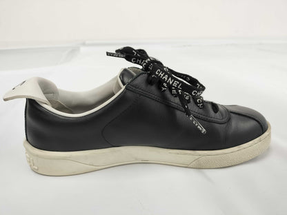 CHANEL Coco Mark Leather Sneakers 37 Women's Black x White G34085 Sneakers