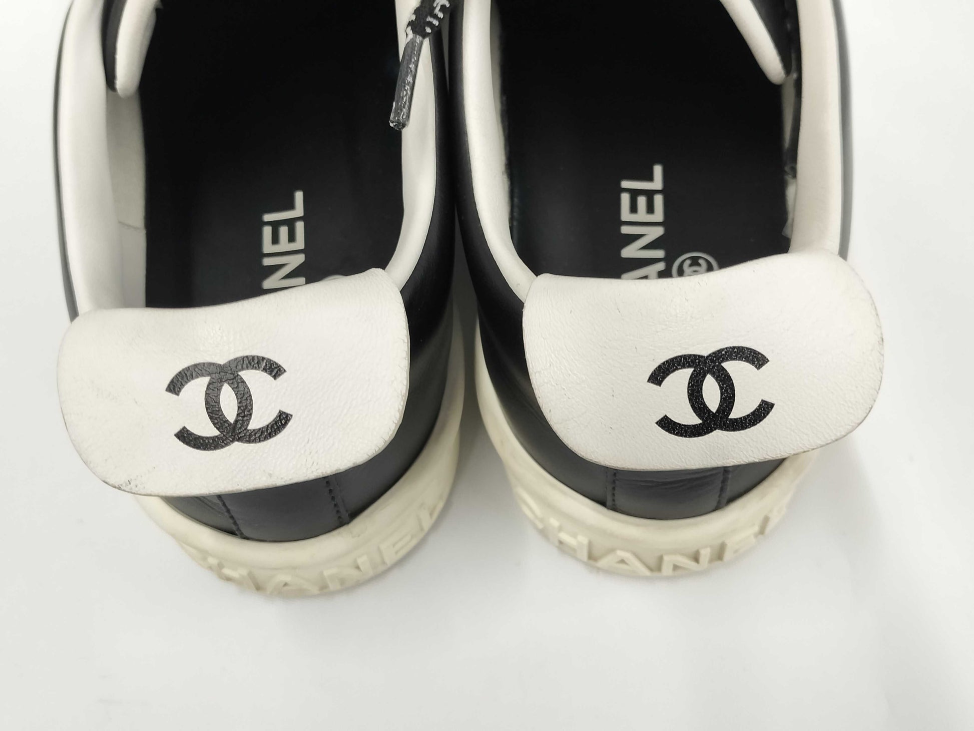 CHANEL Coco Mark Leather Sneakers 37 Women's Black x White G34085 Sneakers