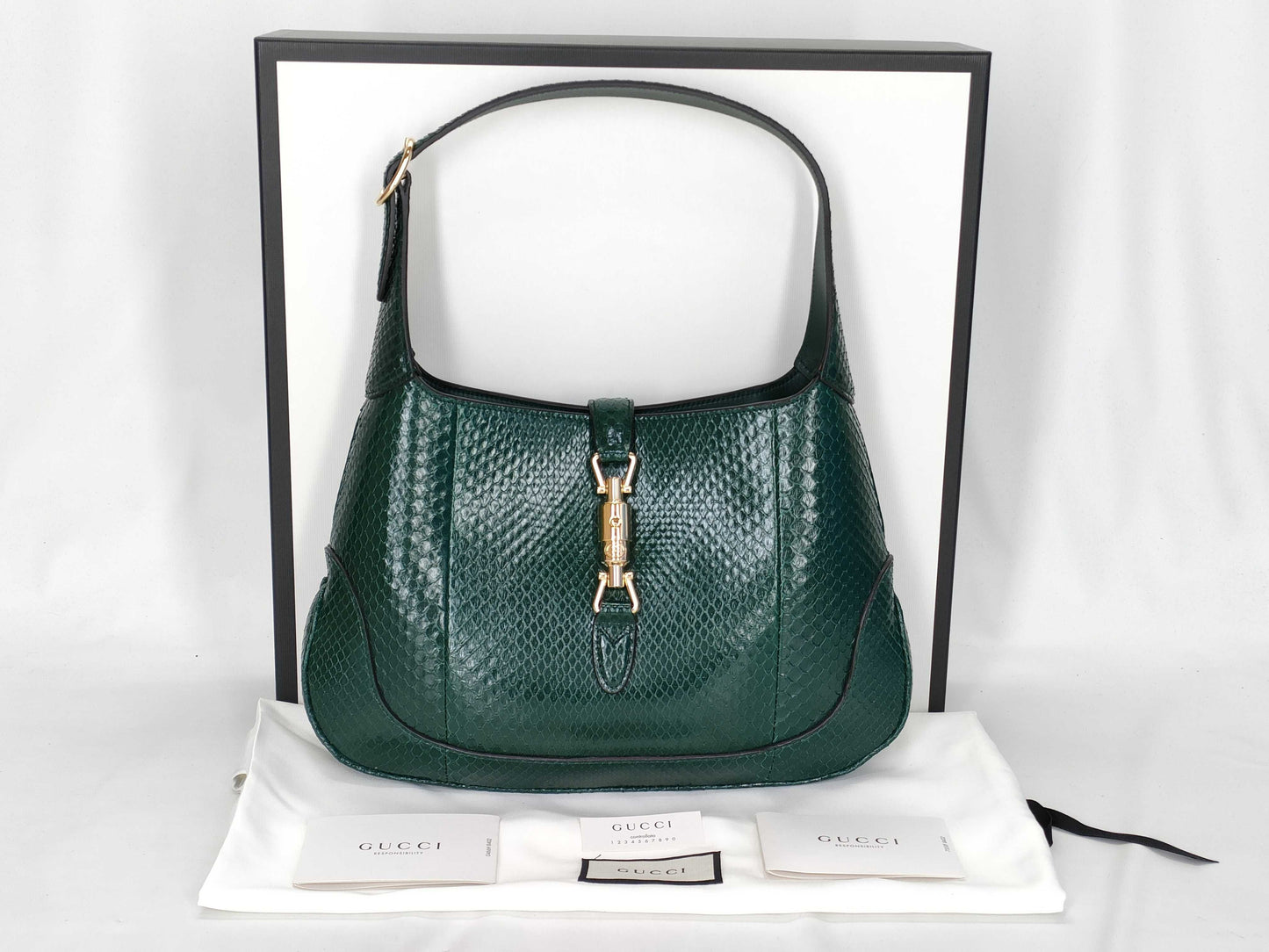 GUCCI Jackie Gucci Jackie Hobo Bag Python Shoulder Bag 550152 213317 Green Shoulder Bag