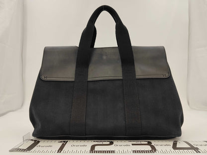 Hermes Valparaiso MM Canvas x Leather Black SV Fittings Tote Bag