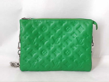 LOUIS VUITTON Monogram Embossed Coussin PM Lamb Leather Green M57936 RFID Shoulder Bag