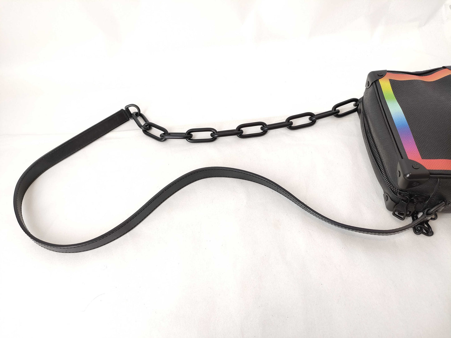 LOUIS VUITTON Taiga Mini Soft Trunk Mini Noir x Rainbow M30351 RFID Shoulder Bag