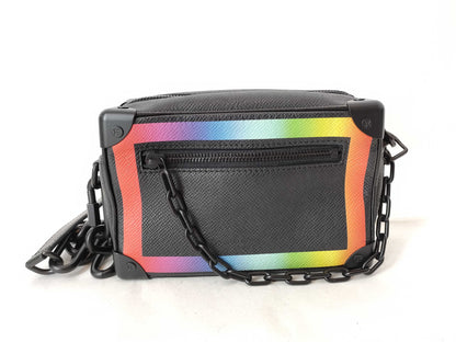 LOUIS VUITTON Taiga Mini Soft Trunk Mini Noir x Rainbow M30351 RFID Shoulder Bag