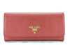 PRADA Prada Logo Plate Long Wallet Leather Red Wallet
