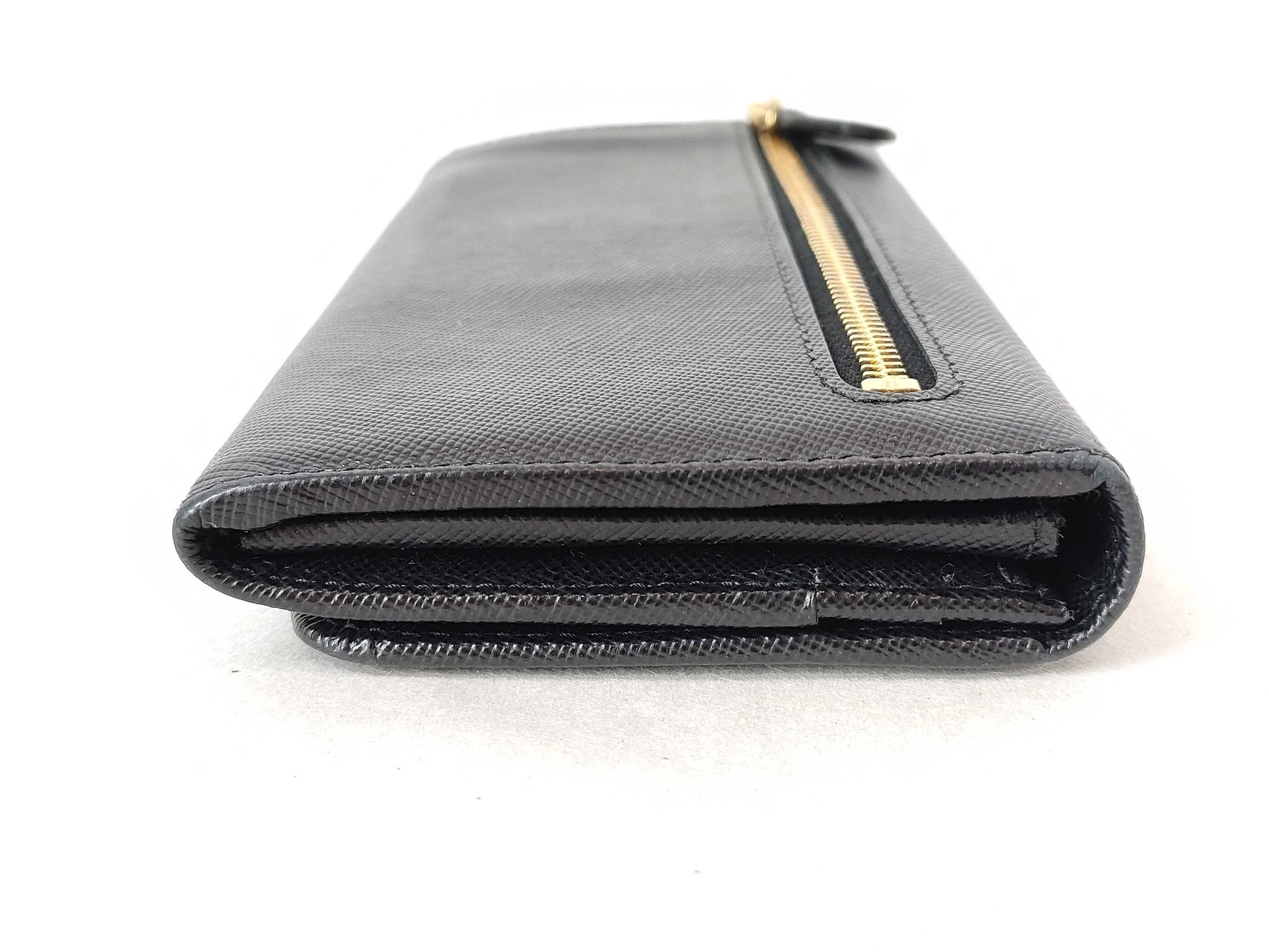 PRADA Prada Triangle Logo Plate Long Wallet Leather Black Wallet