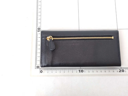 PRADA Prada Triangle Logo Plate Long Wallet Leather Black Wallet