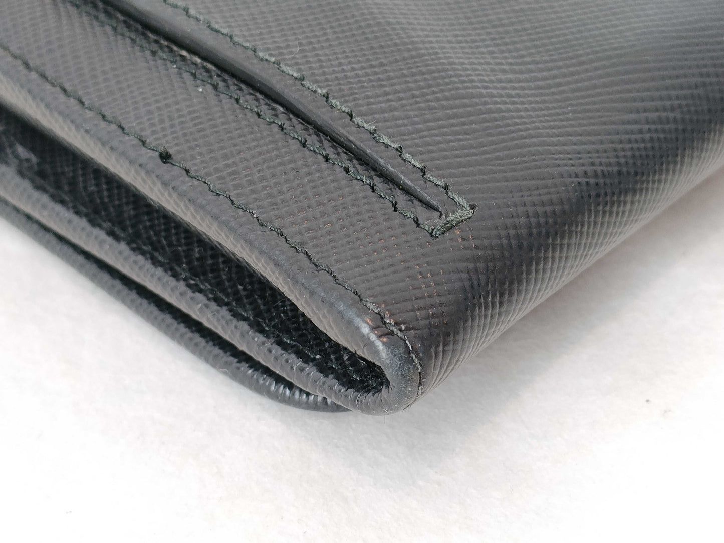 PRADA Prada Triangle Logo Plate Long Wallet Leather Black Wallet