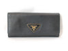 PRADA Prada Triangle Logo Plate Long Wallet Leather Black Wallet