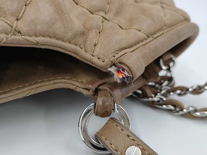 CHANEL Matelasse 2-Way Tote Bag, Beige Leather with Silver Hardware, 16592985