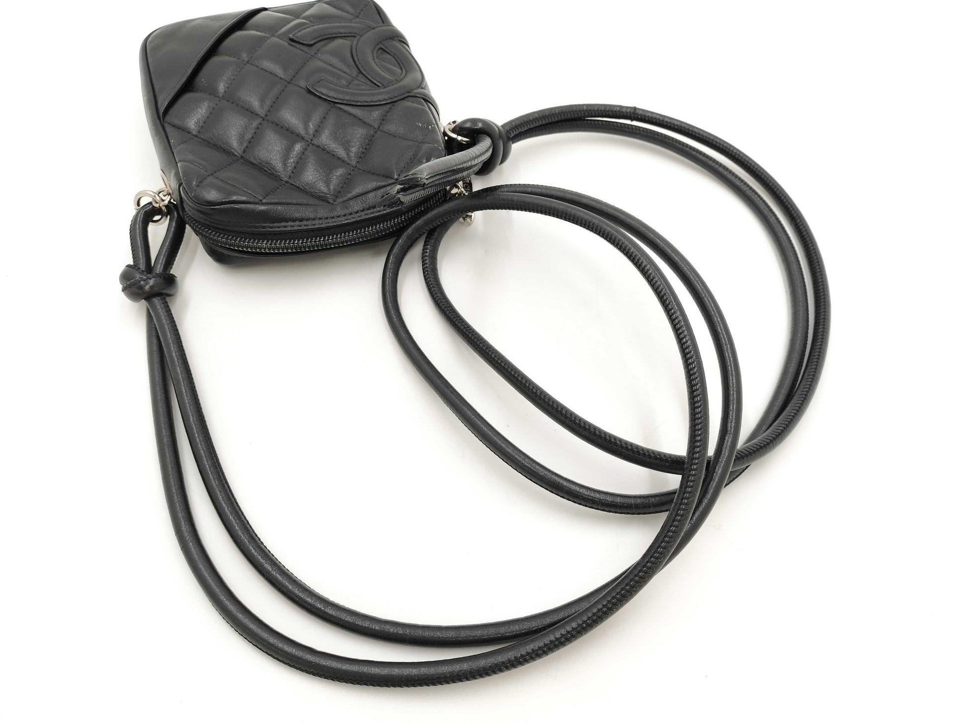 CHANEL Cambon Shoulder Bag, Black Leather with Silver Hardware, 8975912