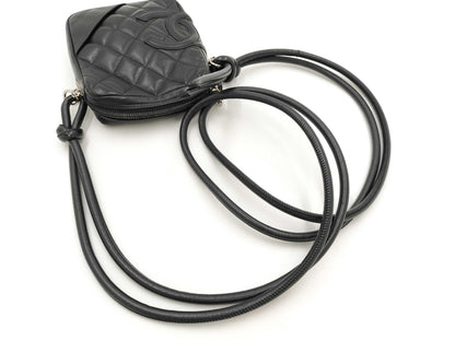 CHANEL Cambon Shoulder Bag, Black Leather with Silver Hardware, 8975912