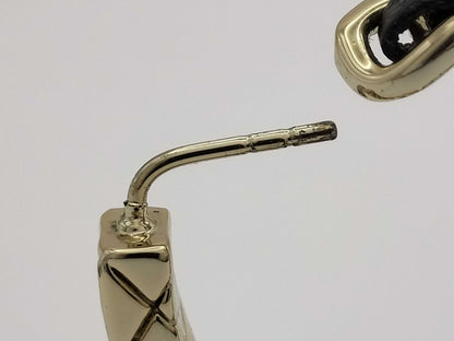 CHANEL Coco Mark Earrings, One Side, Metal, Leather, and Crystal, Gold and Black, B23K