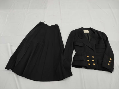 CHANEL Fall/Winter Jacket x Skirt Set Vintage Coco Button Wool Black #34 Jacket