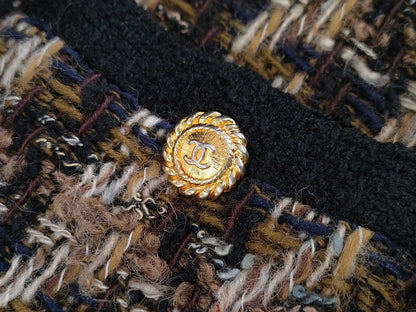 CHANEL Fall/Winter Jacket and Skirt Tweed Set, Wool and Acrylic, Black and Brown Multi, #34 Other Apparel