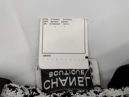 CHANEL Short Sleeve Cardigan Polyester x Acetate x Nylon White x Black #42 97P Other Apparel
