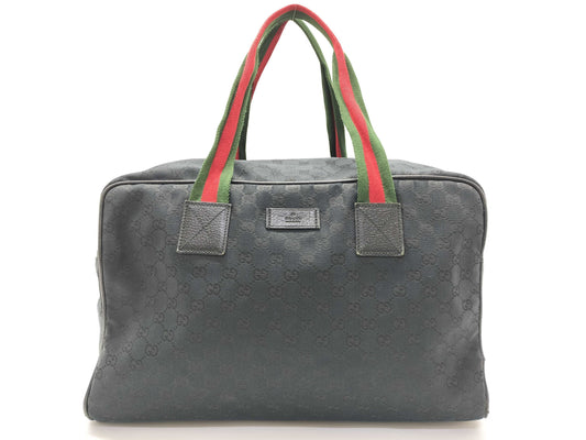 GUCCI GG Canvas Boston Bag with Sherry Line Handles, GG Canvas, 153240 Boston Bag