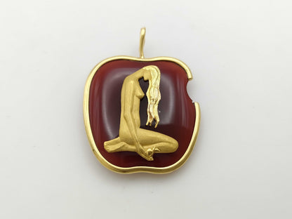 Carrera y Carrera Apple Motif Adam and Eve Colored Stone Pendant Top 750 11.3g 