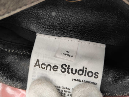 Acnes Tudio Biker Leather Jacket Grey Size 44 Jacket