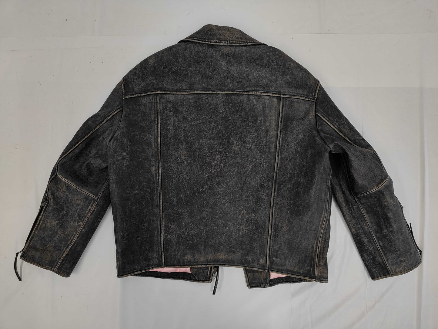 Acnes Tudio Biker Leather Jacket Grey Size 44 Jacket