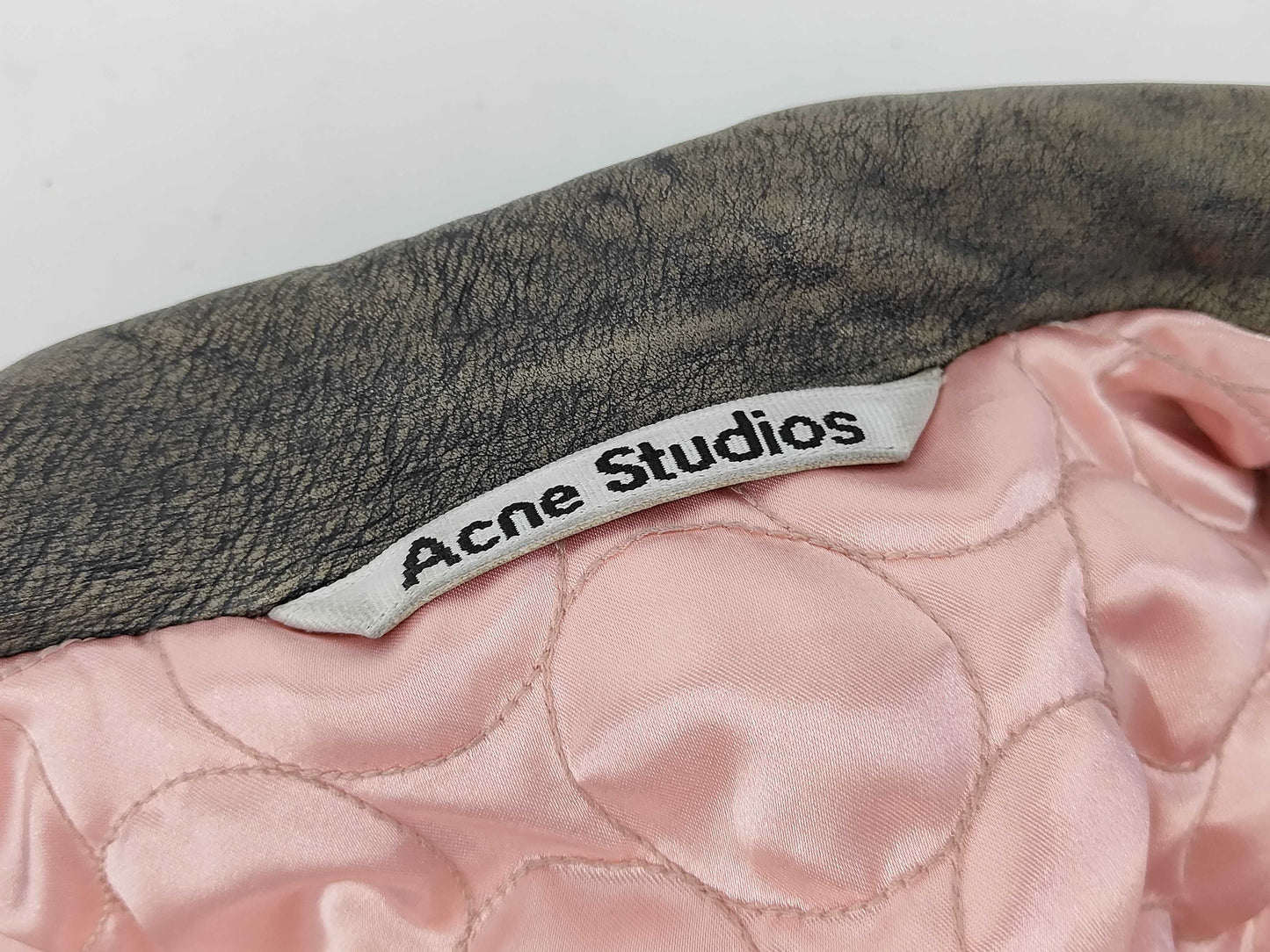 Acnes Tudio Biker Leather Jacket Grey Size 44 Jacket