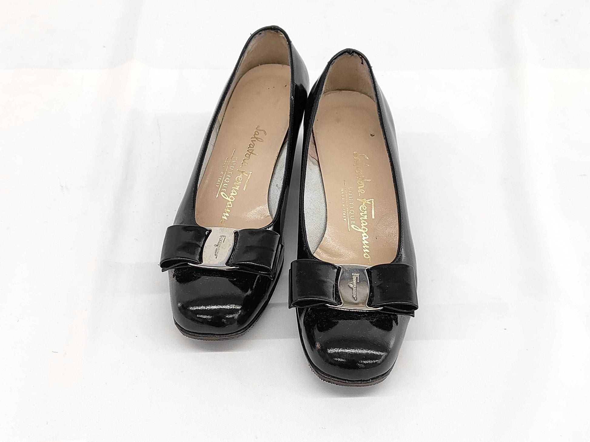 Salvatore Ferragamo Silver Pumps, Size 4.5