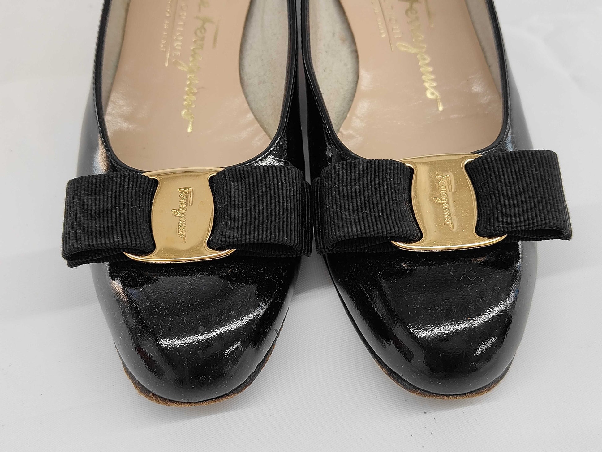 Salvatore Ferragamo Gold Pumps, Size 4.5
