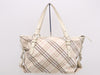 BURBERRY Canvas Leather Nova Check White Handbag
