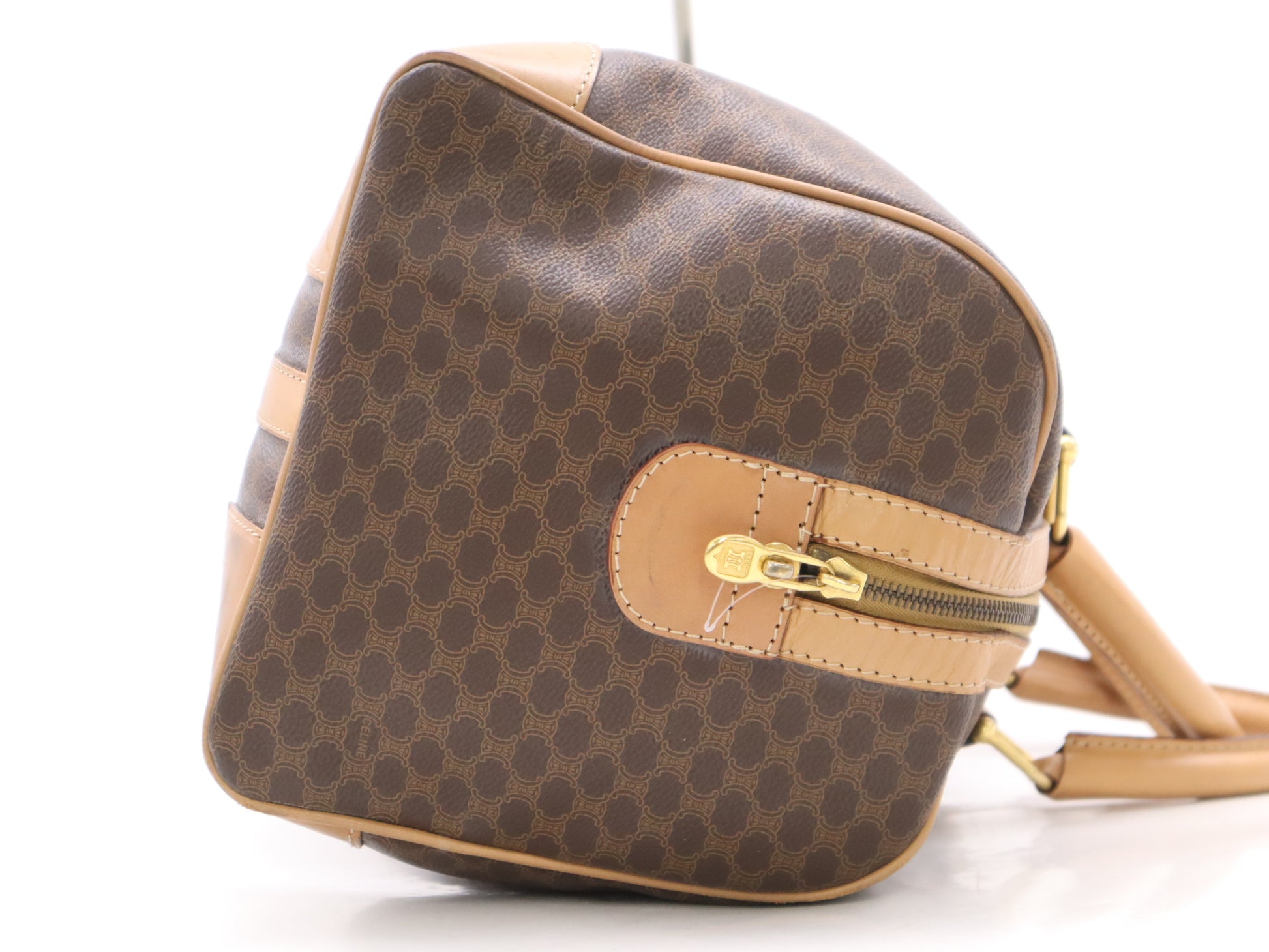 CELINE PVC x Leather Macadam Boston Bag Brown Boston Bag