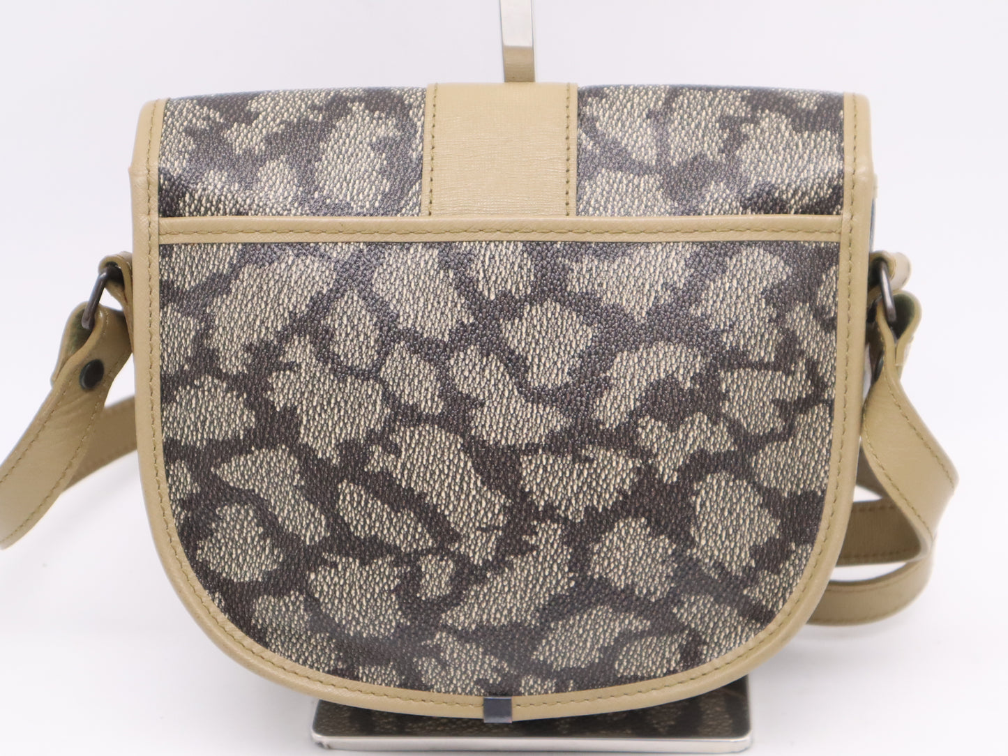 Yves Saint Laurent PVC x Leather Logo Khaki Shoulder Bag