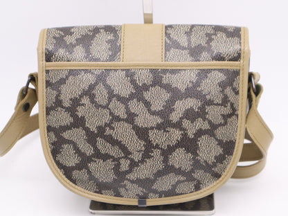 Yves Saint Laurent PVC x Leather Logo Khaki Shoulder Bag