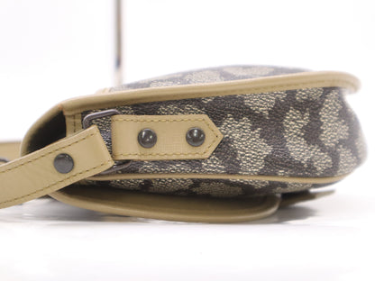 Yves Saint Laurent PVC x Leather Logo Khaki Shoulder Bag