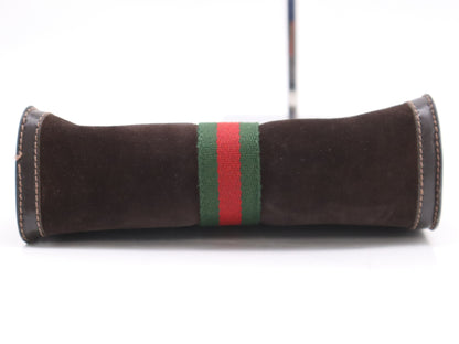 GUCCI Suede Leather Sherry Line Brown Second Bag