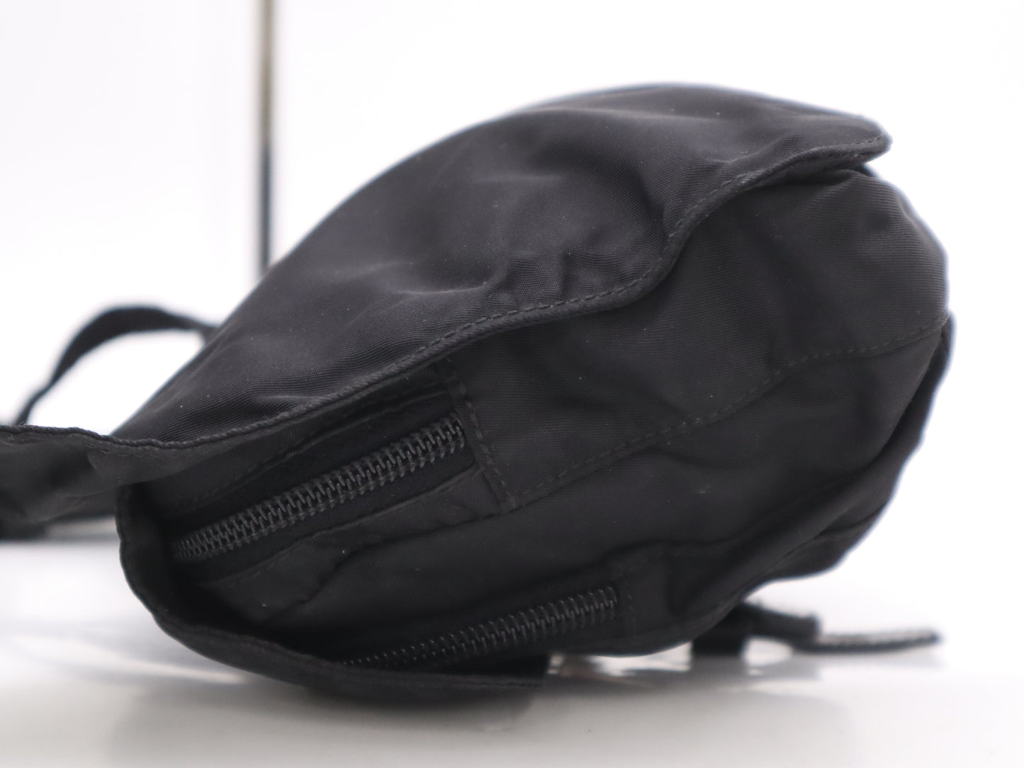 PRADA nylon triangle logo black shoulder bag